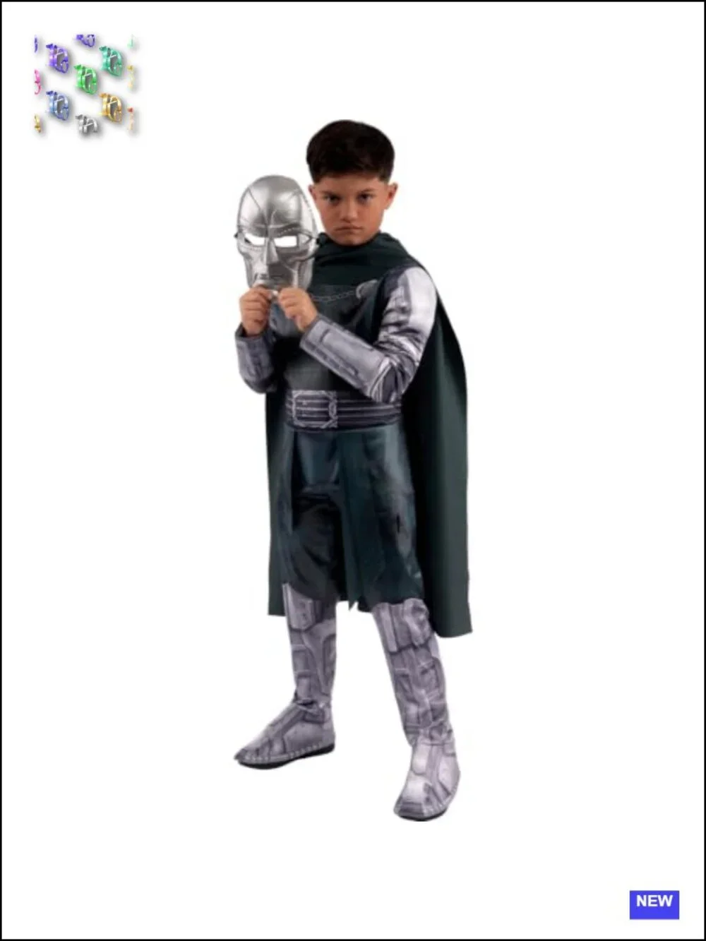 Marvel Doctor Doom Youth Halloween Costume Jumpsuit with Mask Multicolor